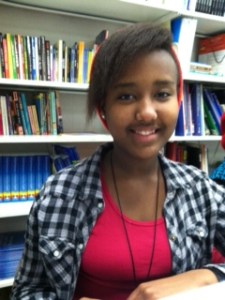 Megan, 9th grader, Gorham High School, wrote "College" as the next chapter in Viola's life. She is from Burundi. 